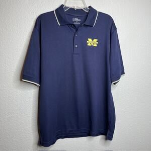 PGA Tour Size Large Michigan Wolverines Blue Polo Shirt